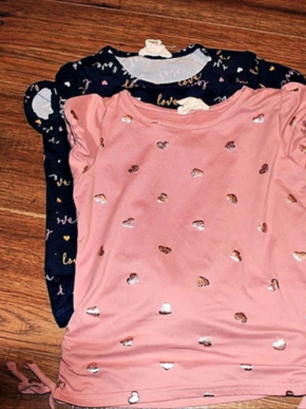 2 PC Girls Size 4 Pink & Blue Short Sleeve Tees
